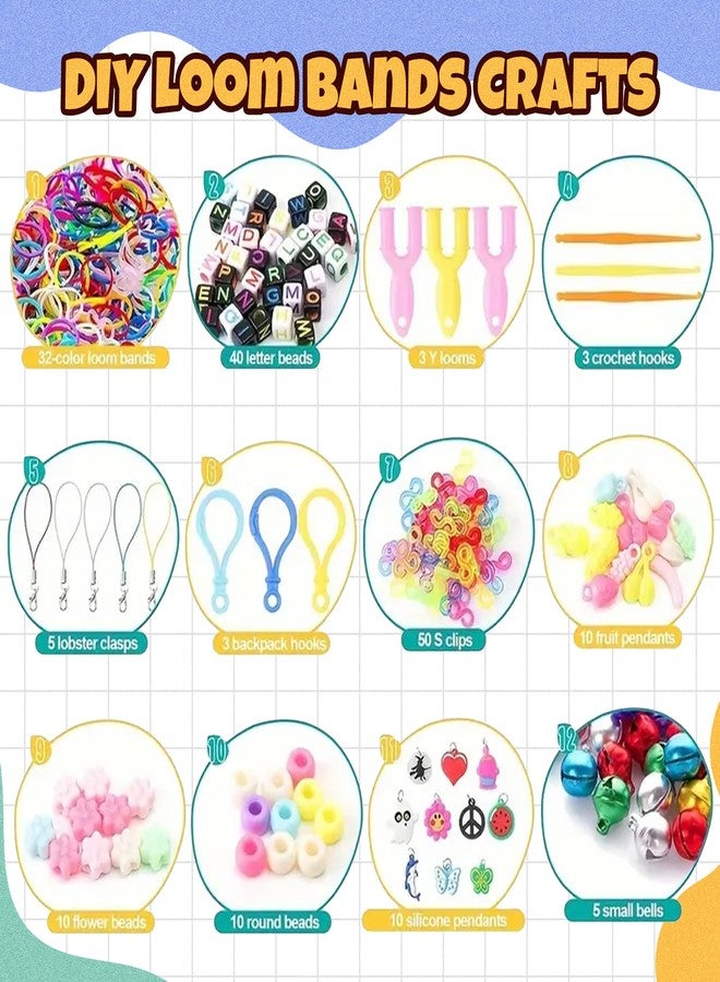 Homeaura 2500Pcs+ Loom Bands Making Kit for Kids Girls Rainbow Looms Rubber Band Craft Friendship Bracelet Maker Loom Band Set with Braiding Tools Letter Beads & Cute Pendants Multicolour - Image 2